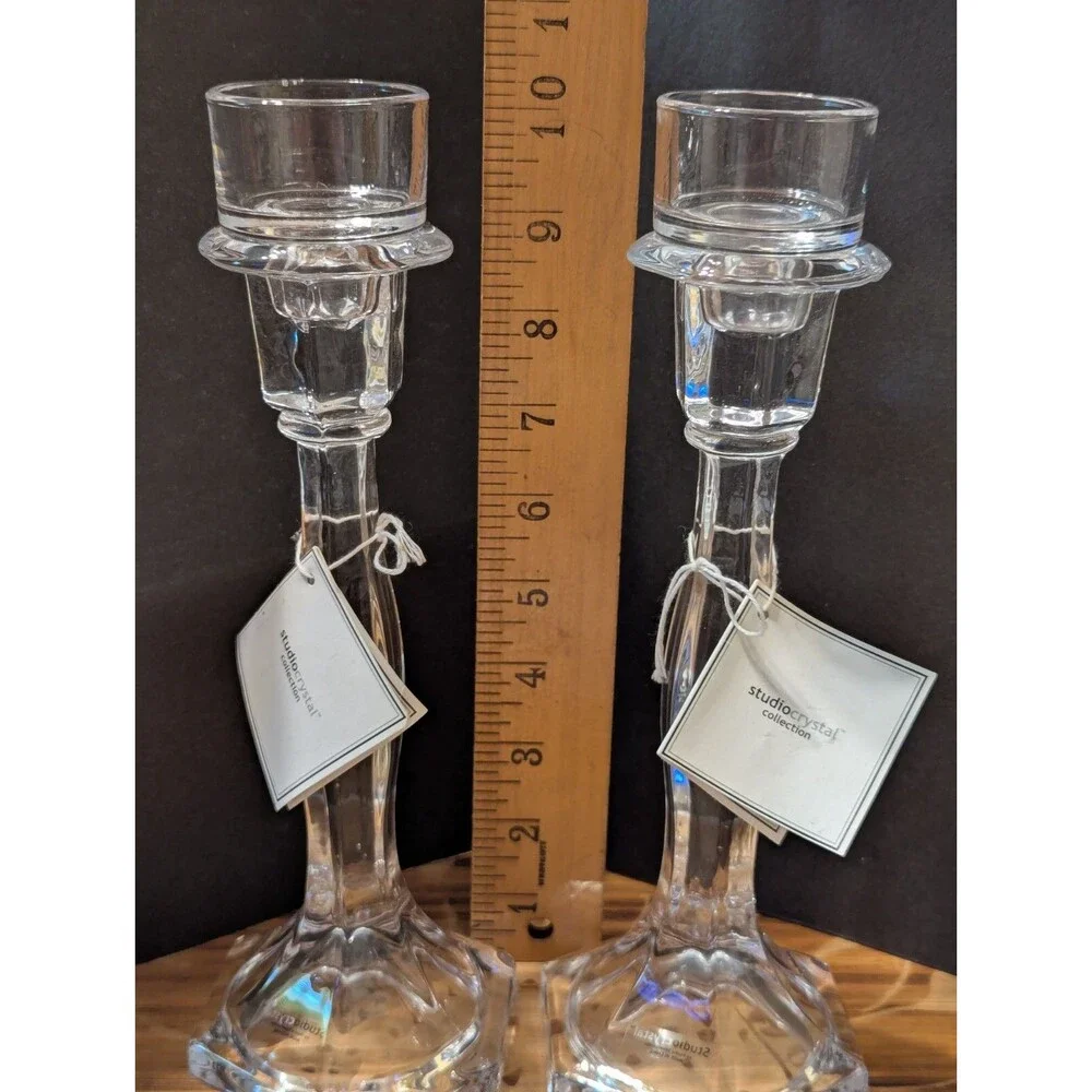 Studio Silversmiths Crystal Candlesticks ~ Candle Holders ~ 10" tall - Picture 11 of 14